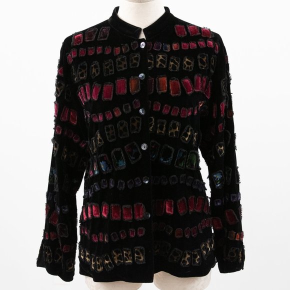 Chico's Tops - Vintage Chico's M Velvet Abstract Tunic Top Black